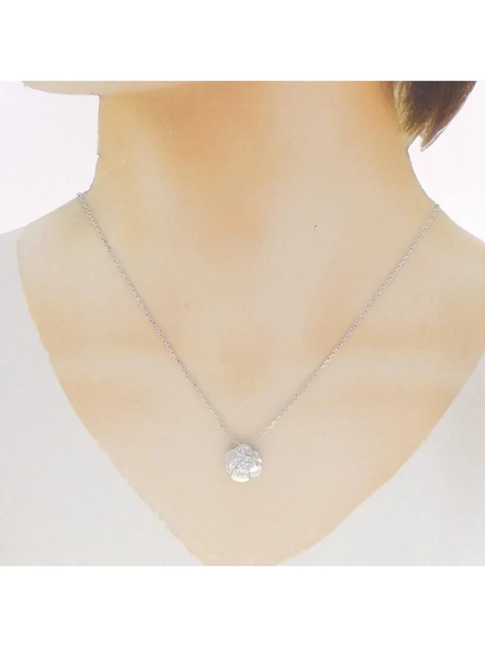 Chanel Camellia Necklace White Gold